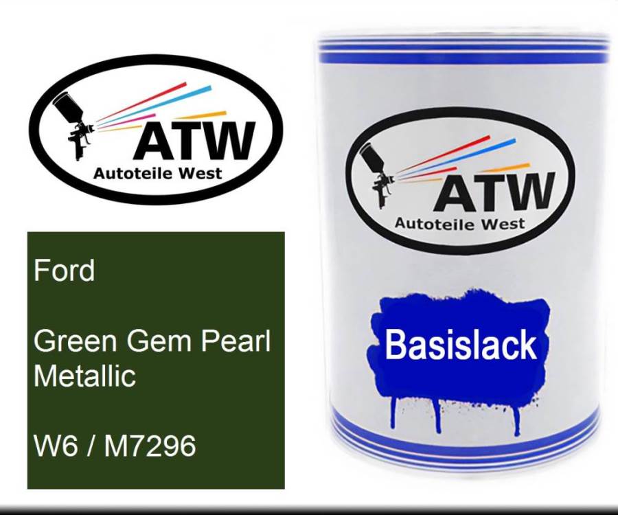 Ford, Green Gem Pearl Metallic, W6 / M7296: 500ml Lackdose, von ATW Autoteile West.